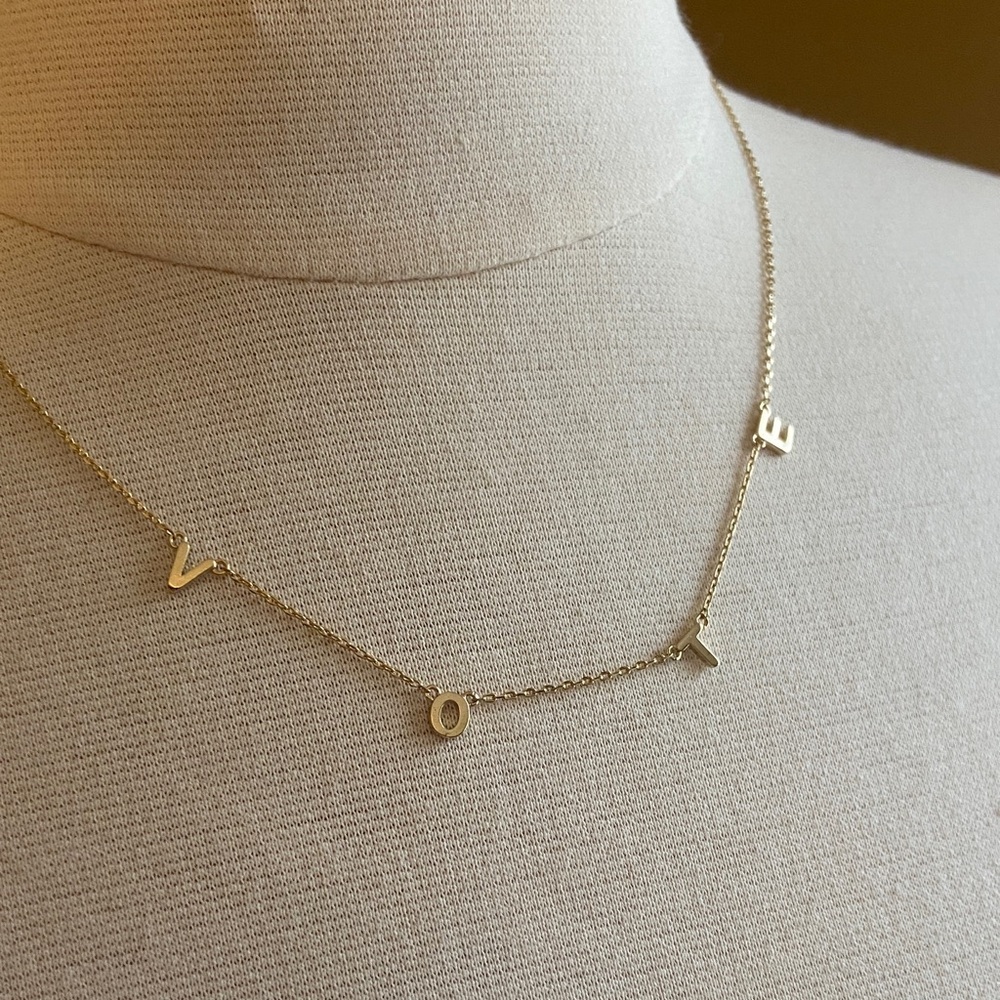 NEW Gold Tone V•O•T•E Necklace